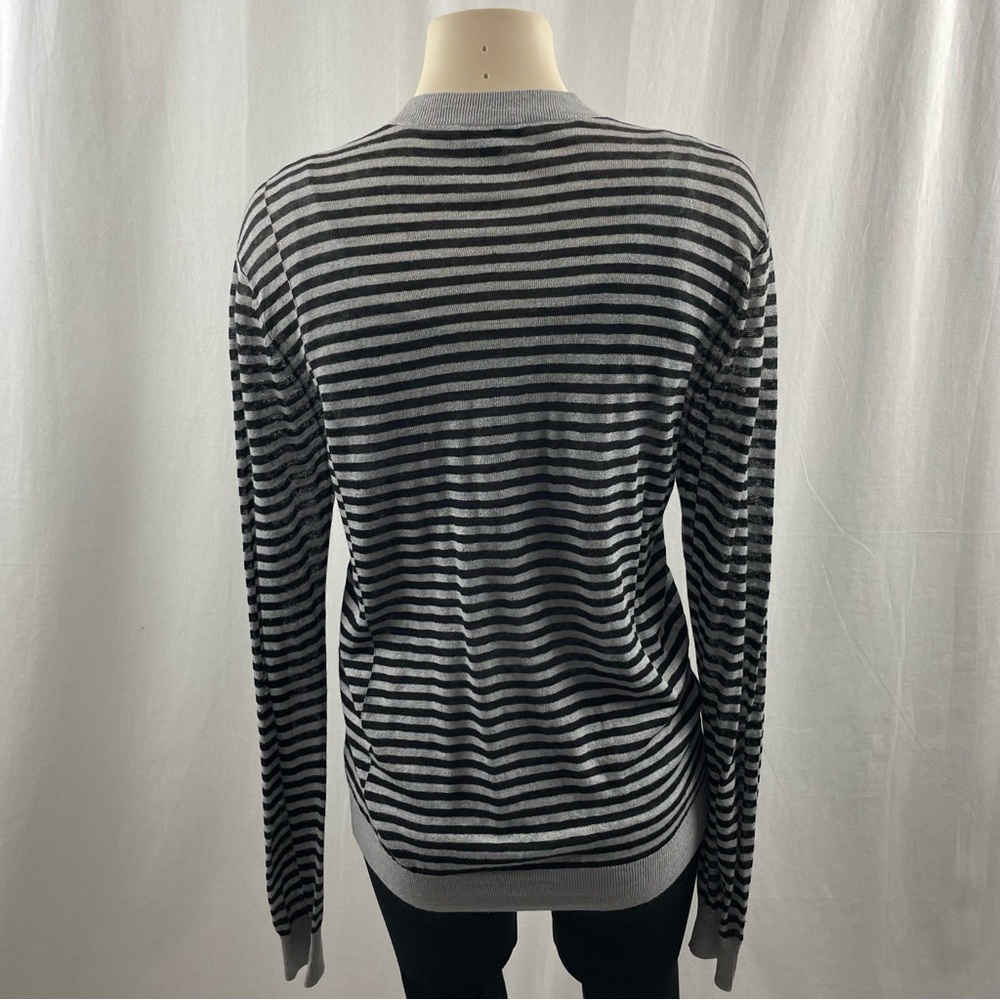 Theory Black and Grey Striped Goldsmith S Refinery Cardigan M - Picture 6 of 14
